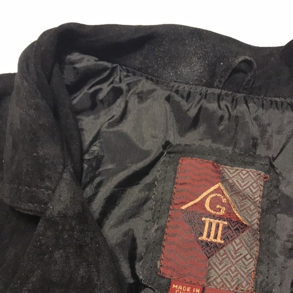 GIII Leather Fringed Jacket Black Size Medium Western Show Jacket - Picture 8 of 11